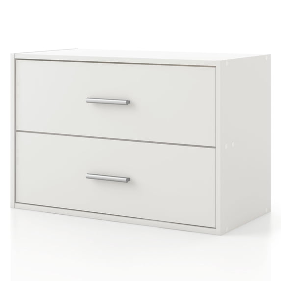Join Stackable 2-Drawer Wood White Cabinet