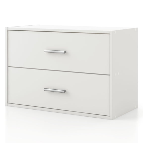 Join Stackable 2-Drawer Wood White Cabinet