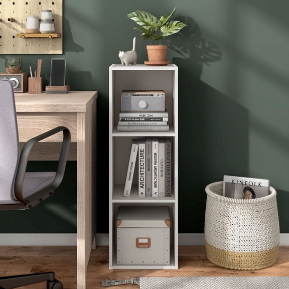 Join Stackable 3-Cube Wood Taupe Grey Bookcase