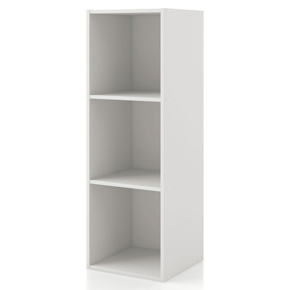 Join Stackable 3-Cube Wood White Bookcase