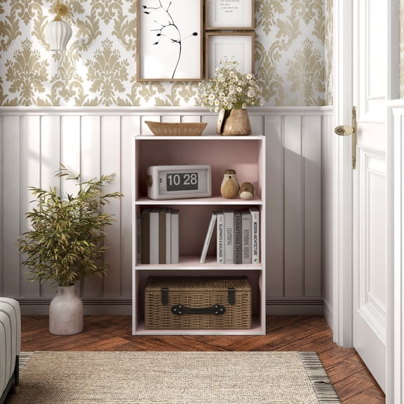 Join Stackable 3-Tier Wood Light Pink Playroom Bookcase