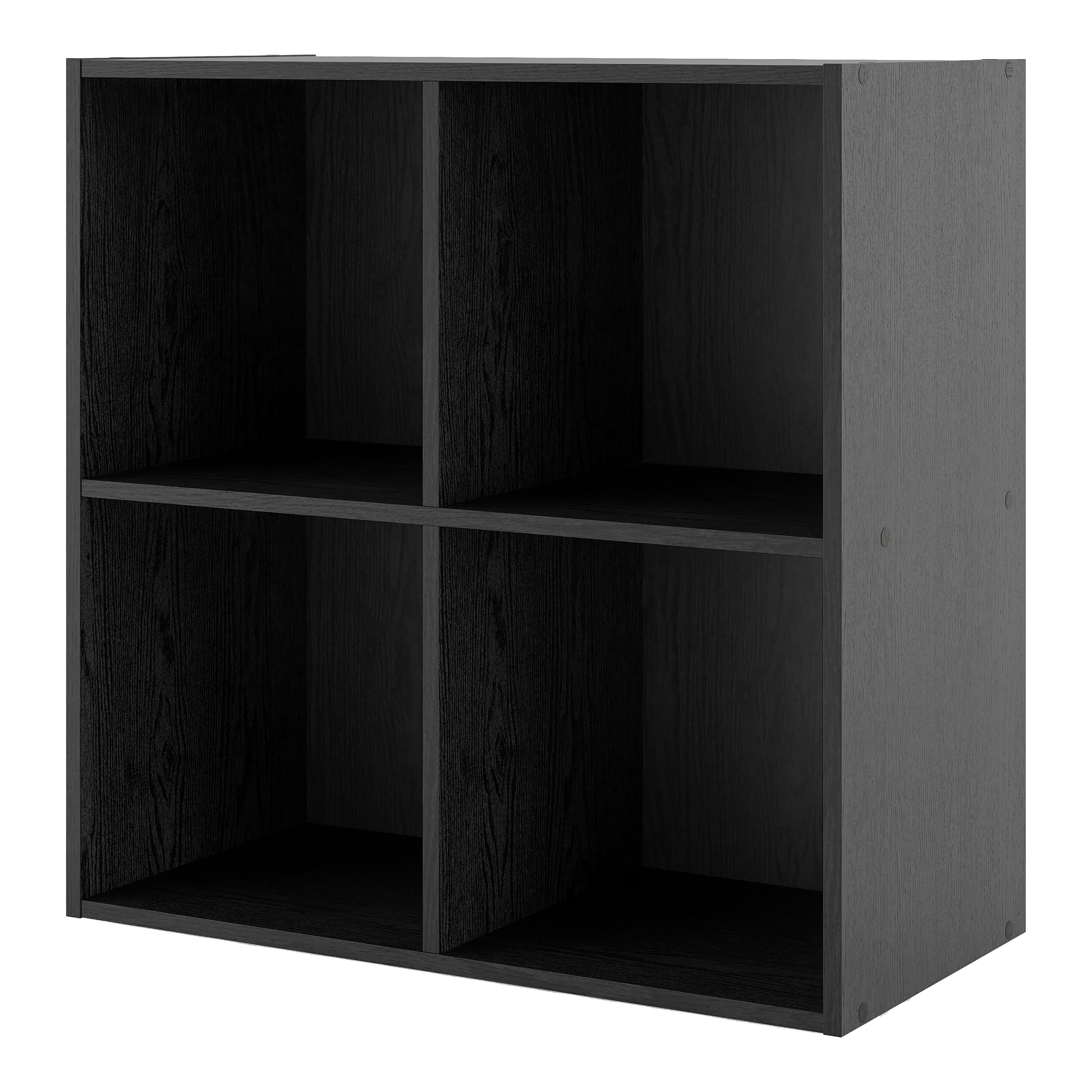 Black 24-Inch Stackable MDF Wood 4-Cube Bookcase