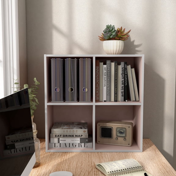 Join Stackable 4-Cube Wood Light Pink Playroom Bookcase
