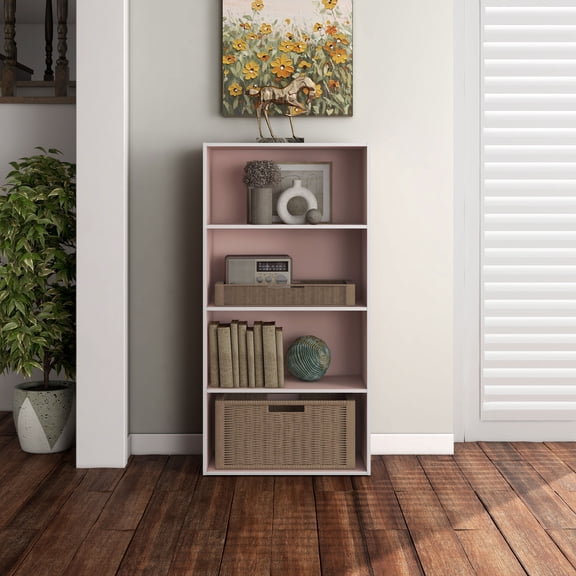 Join Stackable 4-Tier Wood Light Pink Playroom Bookcase