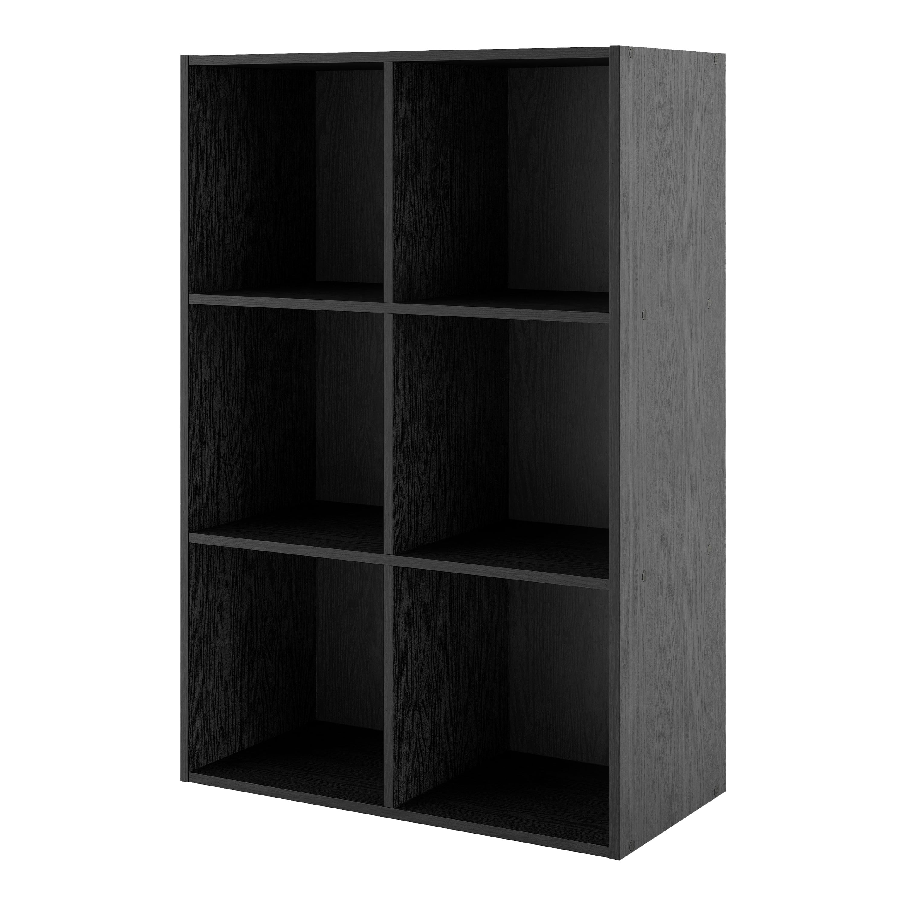 Black 6-Cube Stackable Wood Modular Bookcase