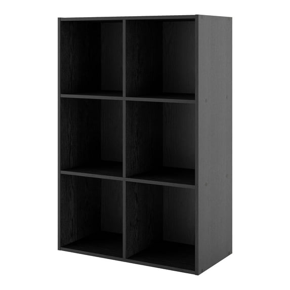 Furniture of America Seni Stackable Wood 6-Cube Bookcase in Black