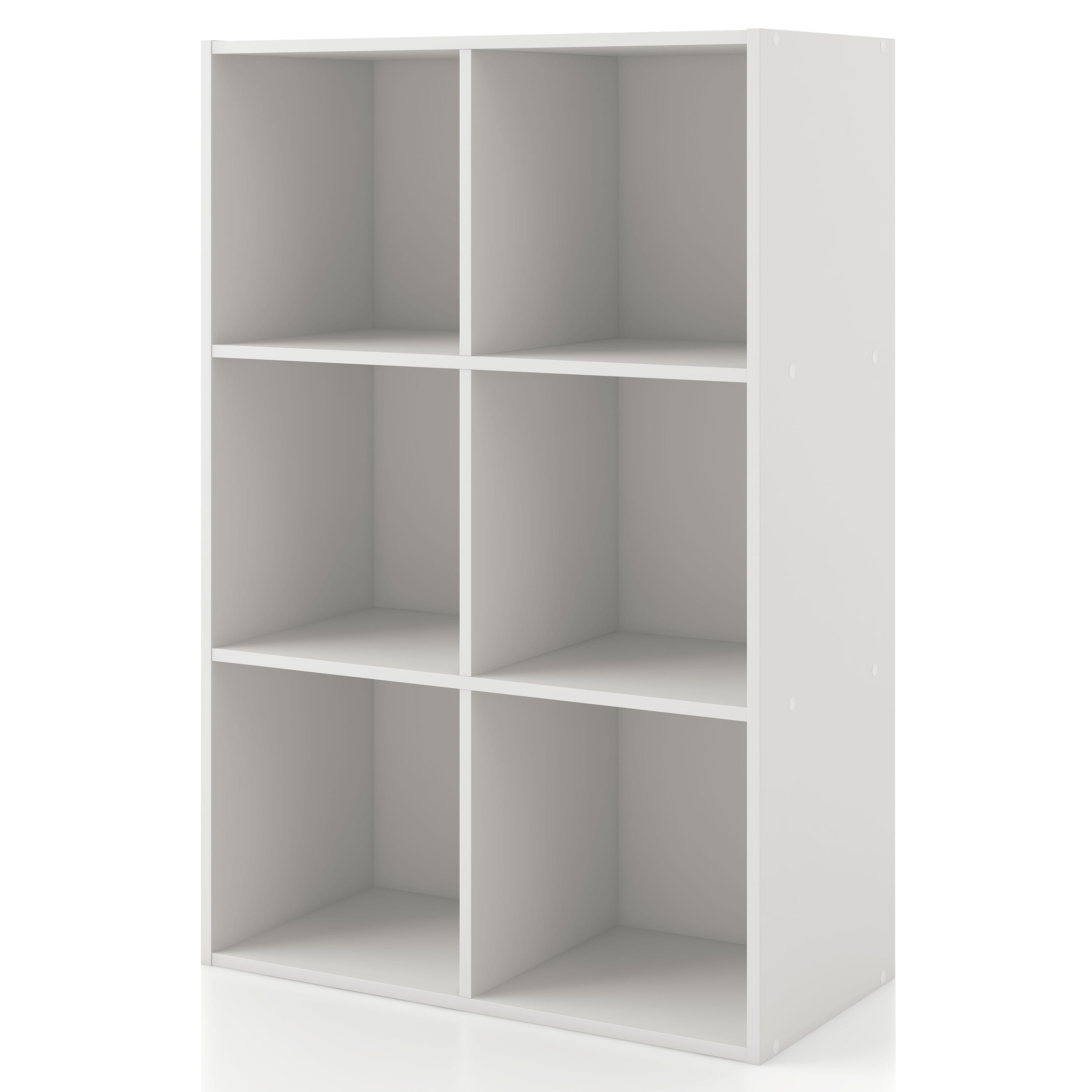 White Rectangular Stackable 6-Cube Wood Bookcase