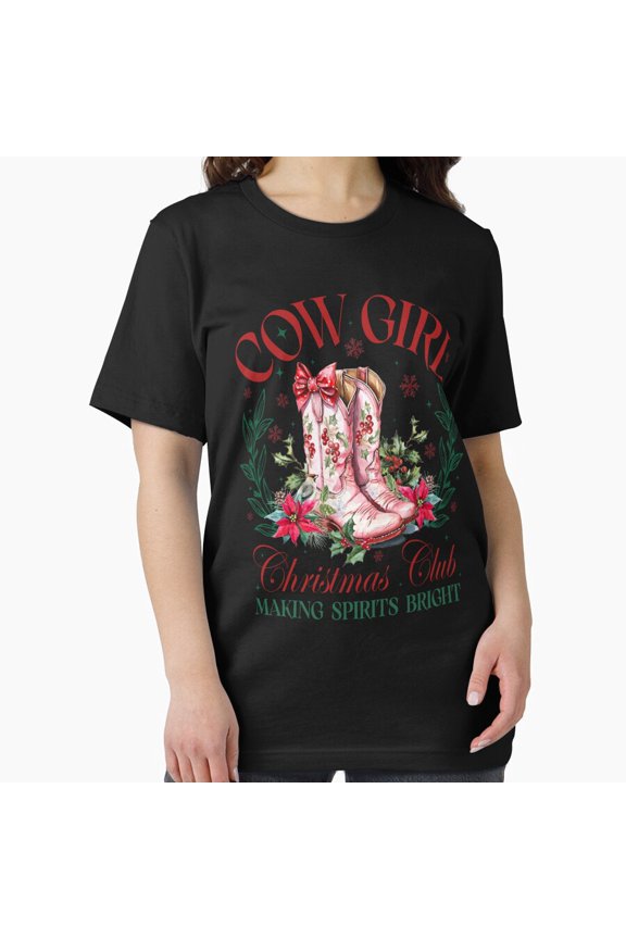 Join The Cowgirl Holiday Club, A Festive Western Vibe Unisex T-Shirt, up to Size 5XL