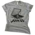 thumbnail image 1 of Join Us T-shirt, Unisex Women's Men's Shirt, Horror Movie Classic Film Lover Halloween Gift, Dark Heather Gray, Medium, 1 of 6