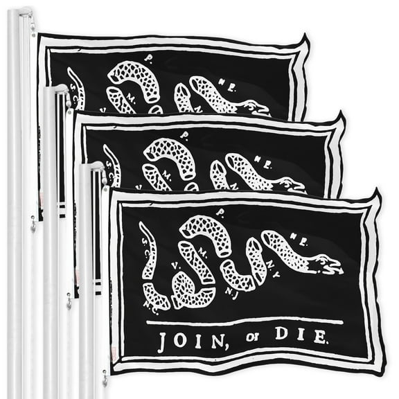 Join, or Die Black Flag 3x5FT 3-Pack Printed 150D Polyester By G128