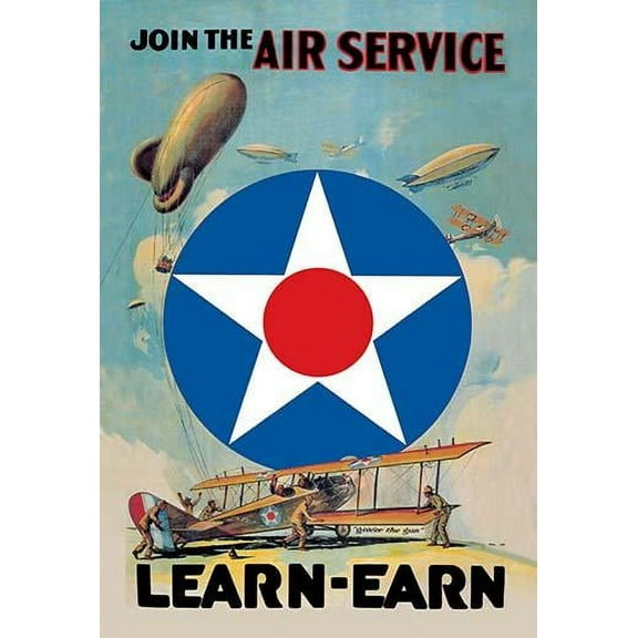Join the Air Service - Learn & Earn Museum quality giclee print canvas wrap(20" x 30")