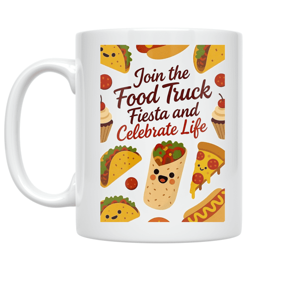 Join the Food Truck Fiesta and Celebrate Life - Food Lovers - 11 oz Ceramic Coffee Mug
