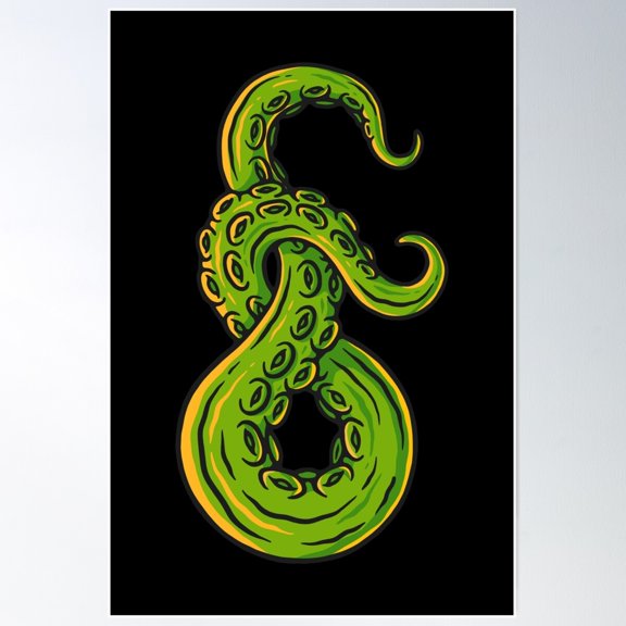 Joined Green Tentacles Poster Wall Art, Modern Wall Decor For Living Room Bedroom, 8x12 UNFRAMED