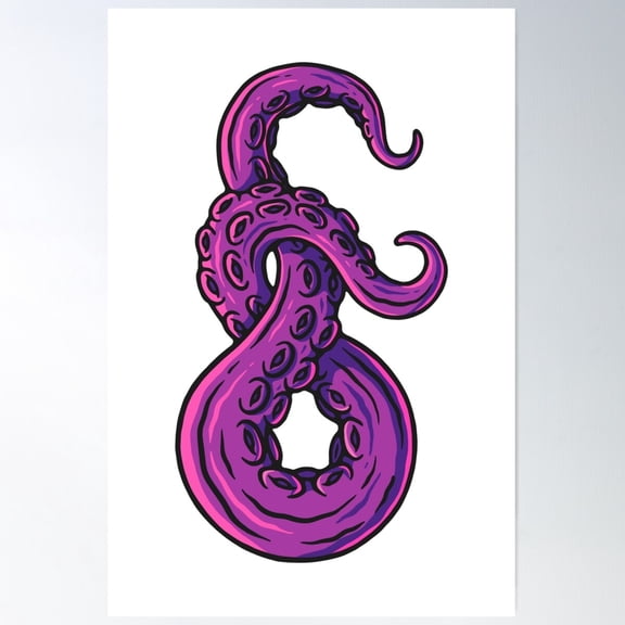Joined Purple Tentacles Poster Wall Art, Modern Wall Decor For Living Room Bedroom, 8x12 UNFRAMED