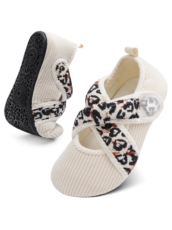 Joinfre Slippers for Women Comfy House Bedroom Corduroy Cross Bow Slide Slipper with Adjustable