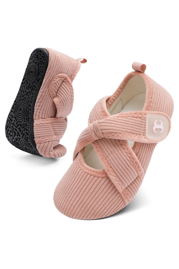 Joinfre Slippers for Women Comfy House Bedroom Corduroy Cross Bow Slide Slipper with Adjustable