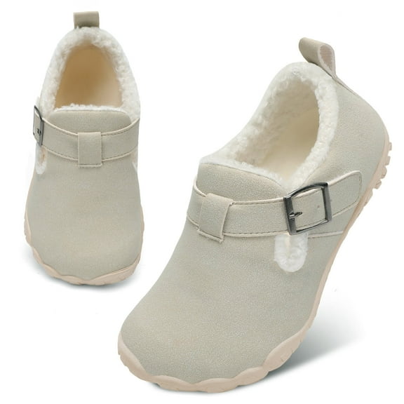 Joinfre Toddler Slippers Wide Waterproof House Shoes With Fuzzy Suede Slip On Moccasin Slippers Indoor Outdoor