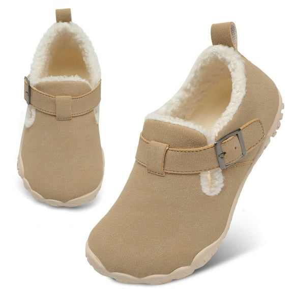 Joinfre Toddler Slippers Wide Waterproof House Shoes With Fuzzy Suede Slip On Moccasin Slippers Indoor Outdoor