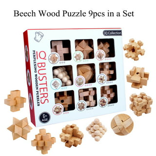 PicassoTiles 8 Styles Wooden Burr Cube, Ball and Barrels Logic Puzzle PTP08