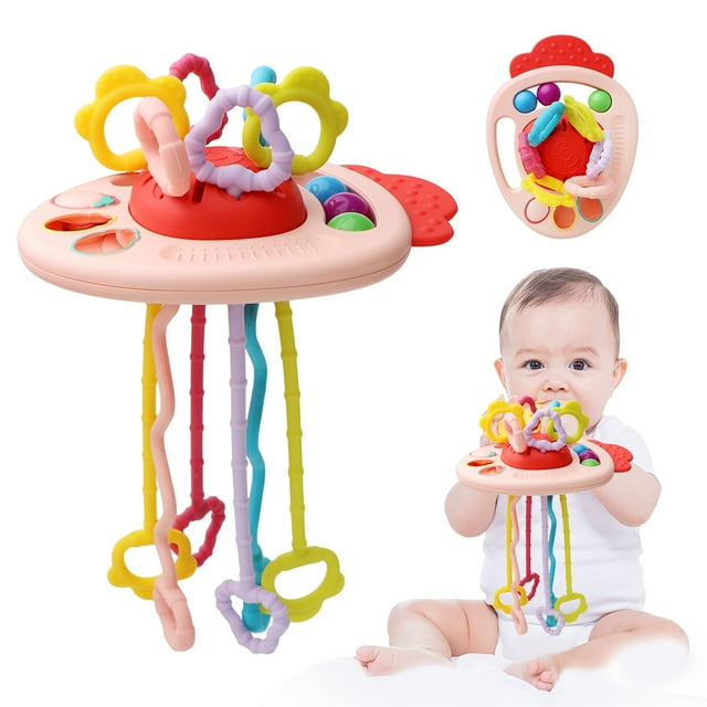 Joinfun Montessori Learning Toys Safe Teethers Silicone Pull String ...