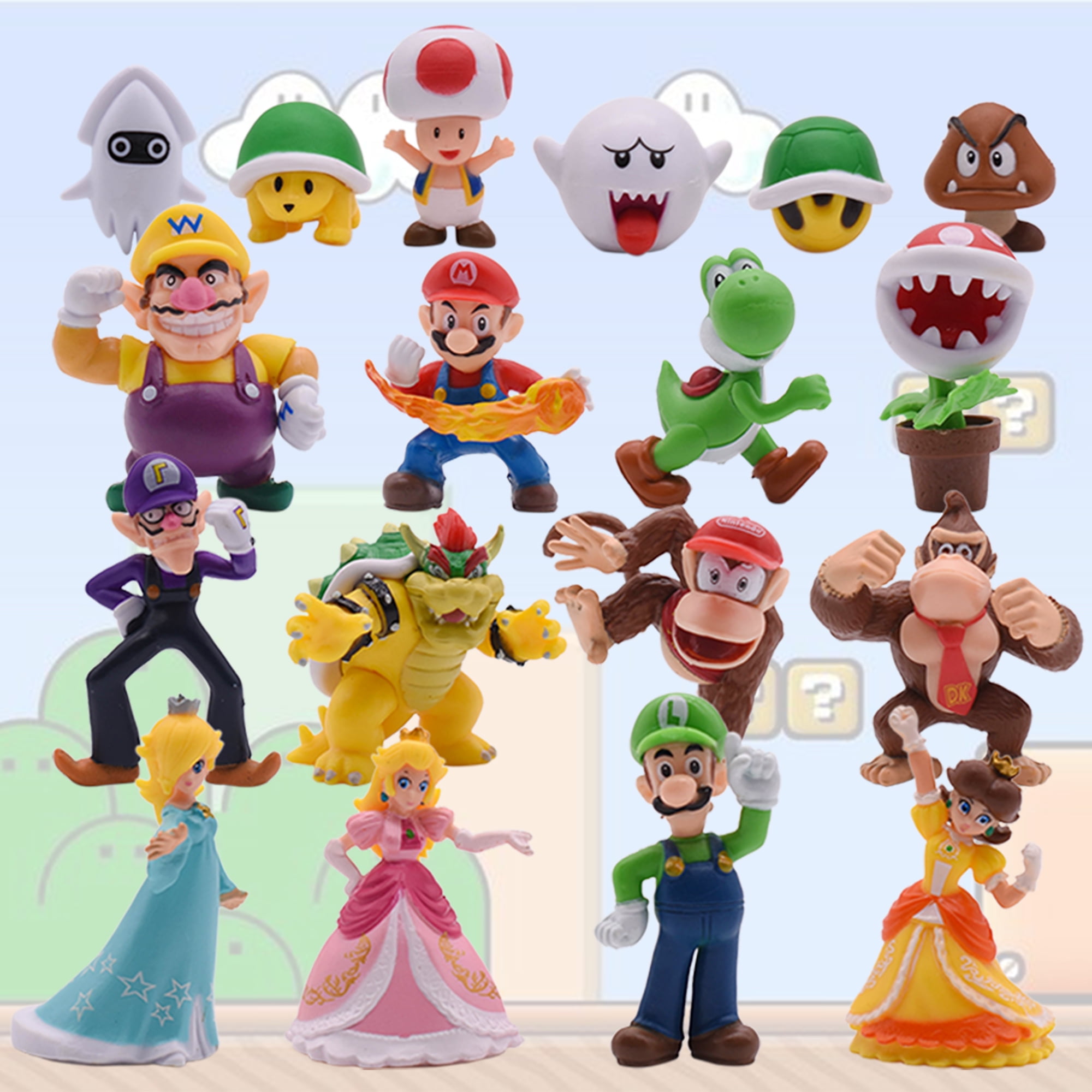  Hionwudo Mario Bros Action Figures 5 inch Yoshi Mario Luigi  Cake Toppers Cartoon Theme Collection Playset Toys Birthday Gifts for Boys  Kids 3pcs, Head and Hand rotated 360° : Toys & Games