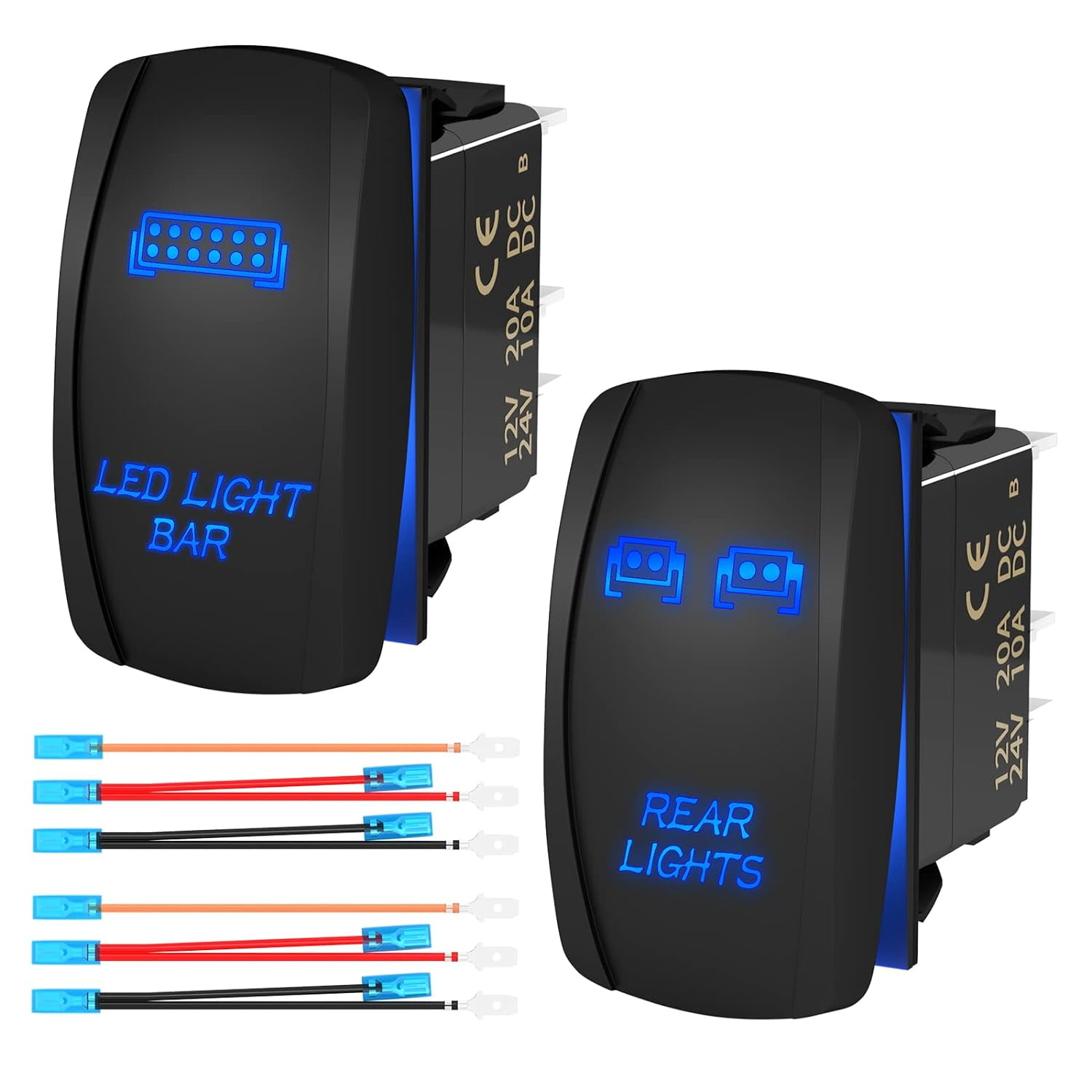 Joinfworld LED Light Bar Rocker Switch and Rear Light Rocker Switch ON ...
