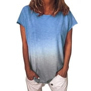 Joinnvt Women's Gradient Color Short Sleeve Shirts Blouses Tops