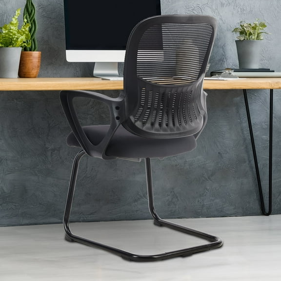 Joinsun Desk Chair, No Wheels Home Office Chairs, Adult Mesh Mid Back with Lumbar Support, Black