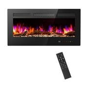 MCQ 36 inches Electric Fireplace, 5000BTU, 1500W/750W Wall-Mounted, Recessed, Freestanding, Home Heater with Touch Screen Remote Control, 12H Timer, Black