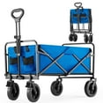 thumbnail image 1 of Joinsun Foldable Wagon Cart,Collapsible Heavy Duty Large Capacity Garden Beach Cart with All-Terrain Wheels, Utility Grocery Wagon - 35IN Blue, 1 of 6