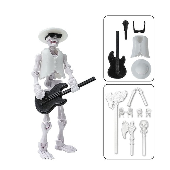 Joint Human Skeleton Doll Action Figure, Movable Assembly Toy Creative Desk Ornament, White