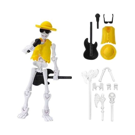 Joint Human Skeleton Doll Trick Toy Creative Ornaments Assembly Toy Movable Doll With Multiple Weapons For Desk Backpack Decoration Stress Relief Sketching Practice Festival