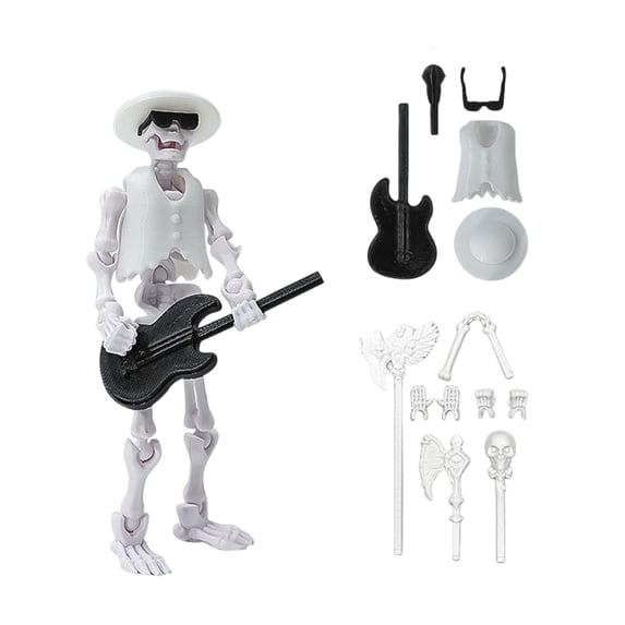 Joint Human Skeleton Doll Trick Toy, Creative Ornaments Assembly Toy With Movable Limbs For Kids, Collectible Play And Decorative Set With 4 Weapon Accessories For Halloween