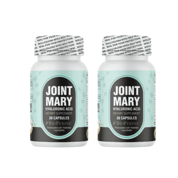 Joint Mary Hyaluronic Acid Supplement, 2 Pack, Advanced Joint Support with Hydrolyzed Collagen, Turmeric, Glucosamine, MSM, Vitamin C, 60 Capsules