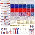 thumbnail image 1 of Jointown 2958 Pcs 4th of July Red White and Blue Beads Bracelet Making Kit with Clay Beads Glass Seed Beads Tattoo Stickers, Patriotic Beads for Jewelry Making with Letter Beads and Charms, 1 of 4