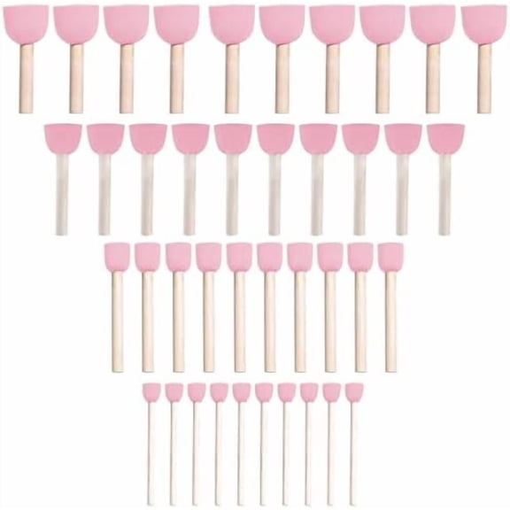 Jointown 40 Pcs Assorted Size Round Sponges Brush Set, 4 Size DIY Paint Tools for Kids – Pink
