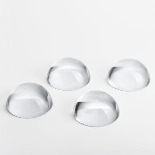 Jointown 4Pcs 1.9inch Crystal Dome Magnifying Paperweight, Clear Distortion-Free Optics Convex Lens Set for Physics Classroom Home Decor Graduation Gifts