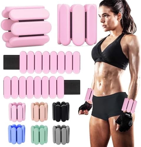 Jointown Adjustable Ankle Weights for Women Men,Wrist Weights set for Walking Running,1 Pair (1Lbs Each) Silicone Workout Weights for gym fitness, Jogging,yoga,pilates,strength training,physical