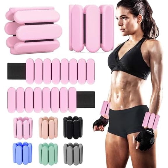 Jointown Adjustable Ankle Weights for Women Men,Wrist Weights set for Walking Running,1 Pair (1Lbs Each) Silicone Workout Weights for gym fitness, Jogging,yoga,pilates,strength training,physical