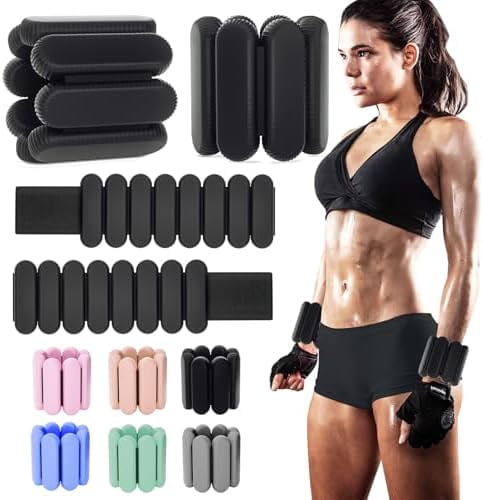 Jointown Adjustable Ankle Weights for Women Men,Wrist Weights set for Walking Running,1 Pair (1Lbs Each) Silicone Workout Weights for gym fitness, Jogging,yoga,pilates,strength training,physical