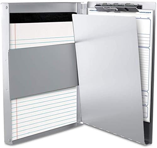 Jointown Aluminum Clipboard with Storage (Letter Size), Metal Recycle Form Holder Portfolio Binder with Clip Inside Posse Box, for Office Business Medical Professionals Stationer