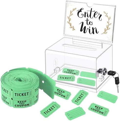 Lock Tickets Jointown Enter to Win Raffle Ticket Box with 500 Raffle Ticket Double ...