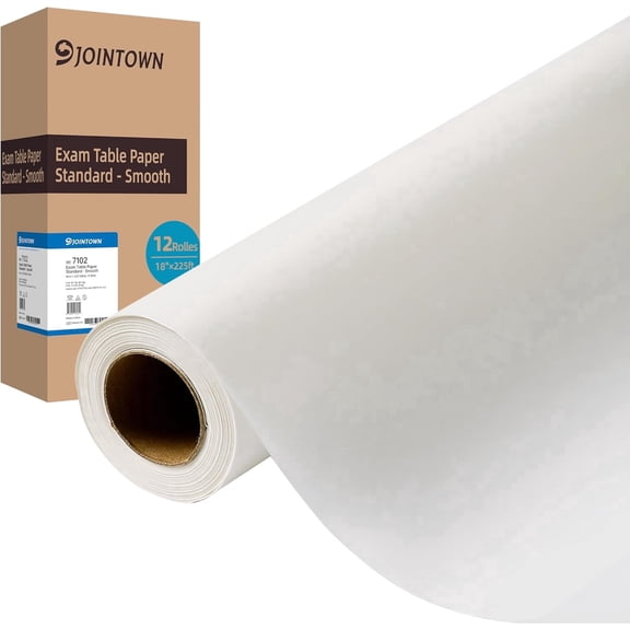 Jointown Exam Table Paper - Premium Smooth 18" X 225ft, 12 Rolls Strength Medical Exam Paper, Barrier Protection, Ideal For Doctor's Offices, Medical Facilities, Patternmaking, Tracing and More