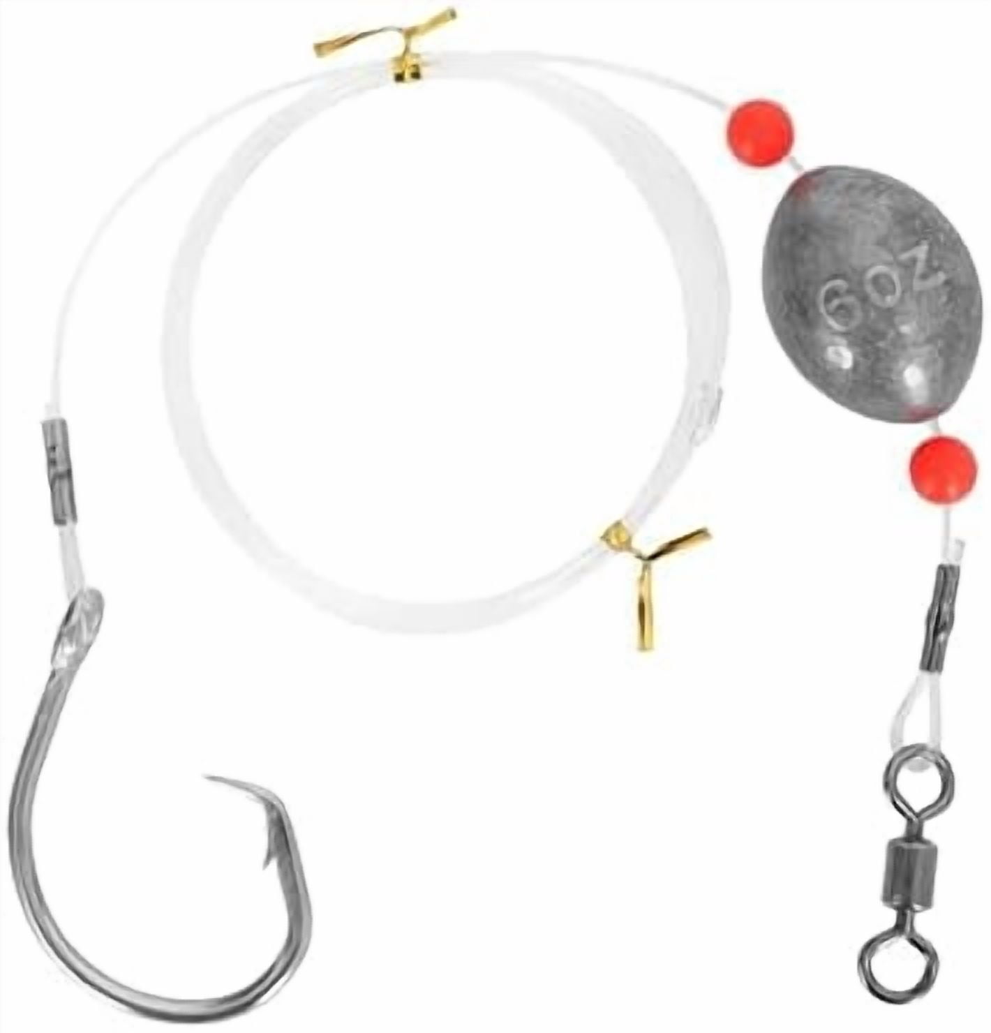 Jointown Fishing Grouper Rig Saltwater Fishing Rig with 2/4/6/8oz Egg Sinker Weight, Mono Line and Stainless Steel Circle Hook for Offshore Big Game