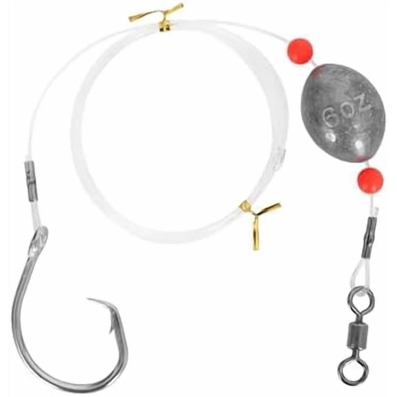 Jointown Fishing Grouper Rig Saltwater Fishing Rig with 2/4/6/8oz Egg Sinker Weight, Mono Line and Stainless Steel Circle Hook for Offshore Big Game