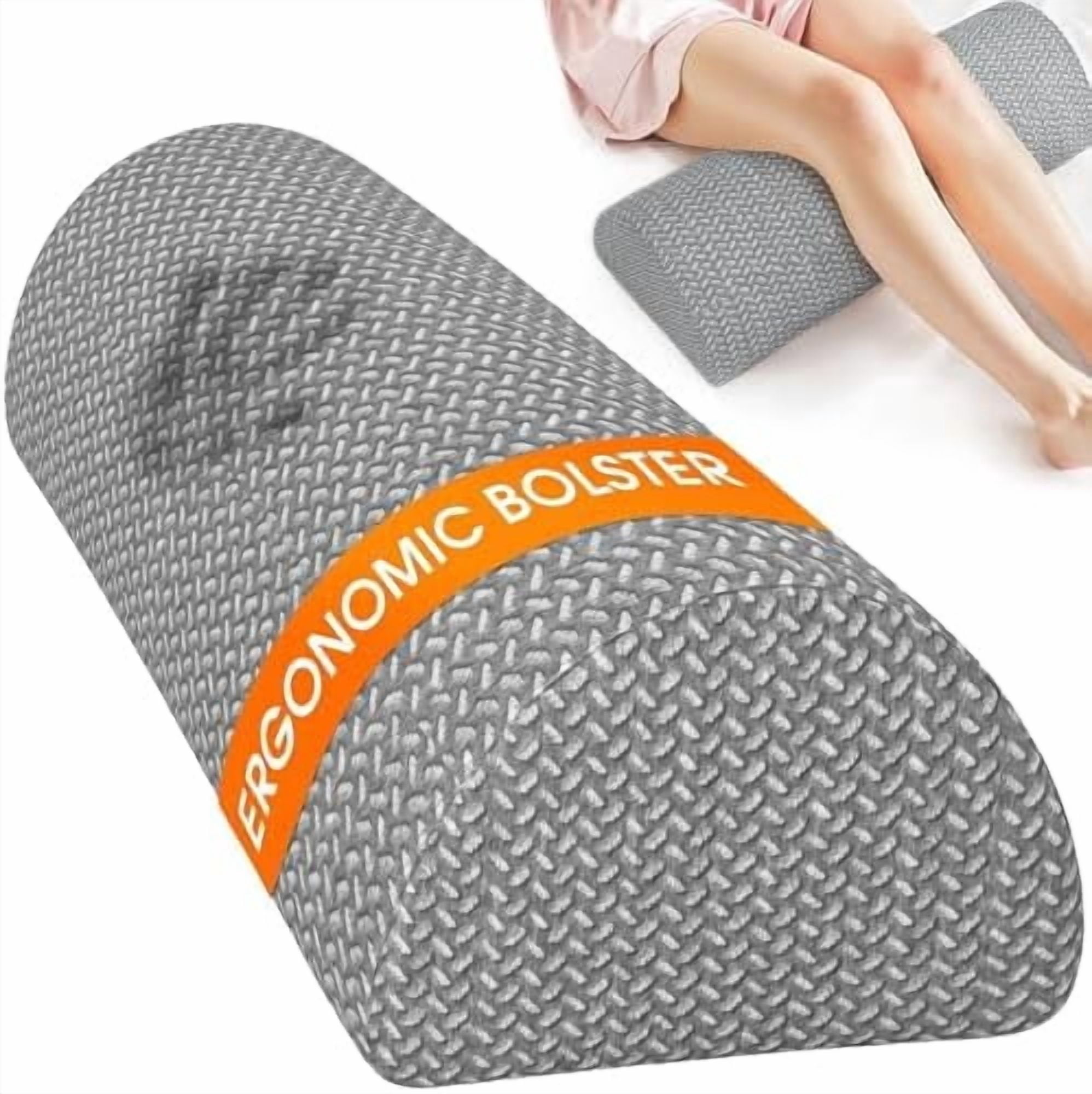 Jointown Knee Pillow for Side Sleepers, Half Moon Memory Foam Bolster Pillow for Legs, Ergonomic Design Wedge Elevation Pillow for Side & Back Sleeping, Under Knee Support, Foot, Ankle, Lumbar,Gray