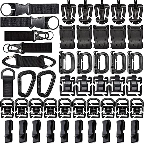 Jointown MOLLE Accessories Kit, Tactical Gear Organization Set with Key Holders, Grimloc Clips, D-Rings, Strap Buckles, and Enhanced Backpack Versatility