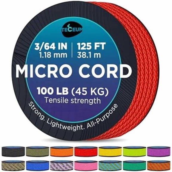 Jointown Micro Paracord – 1.18 mm X 125 ft – Micro Utility Cord – Thin Braided Paracord Rope – Best for Crafting, DIY Projects, Fishing, Camping – Wind Chime Replacement – Survival Strong String