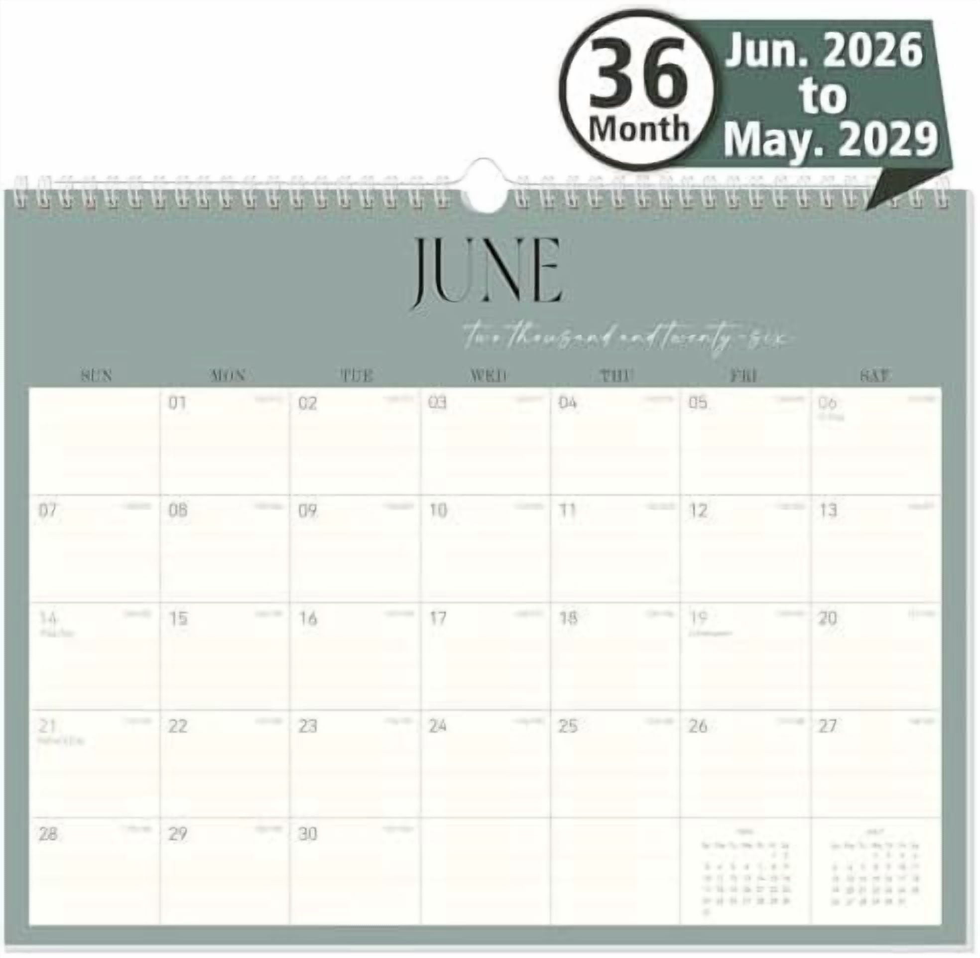 Jointown Wall Calendar 2026-2029, 36-Month Hanging Wall Calendar June 2026 - May 2029, 14" X 11" Monthly Planner With Thick Paper Spiral Bound For Office Home School Organizing & Planning