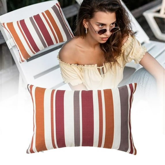 Joipy Beach Chair Pillow, Outdoor Lumbar Pillows Waterproof, Pool Lounge Chair Pillows with Insert and Adjustable Elastic Stripe, 19X12 Inch Rectangle Decorative Throw Pillow